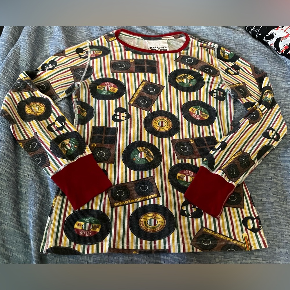 HARAJUKU Lovers Gwen Stefani 2005 thermal Top Women’s sz XL 45 records cassette